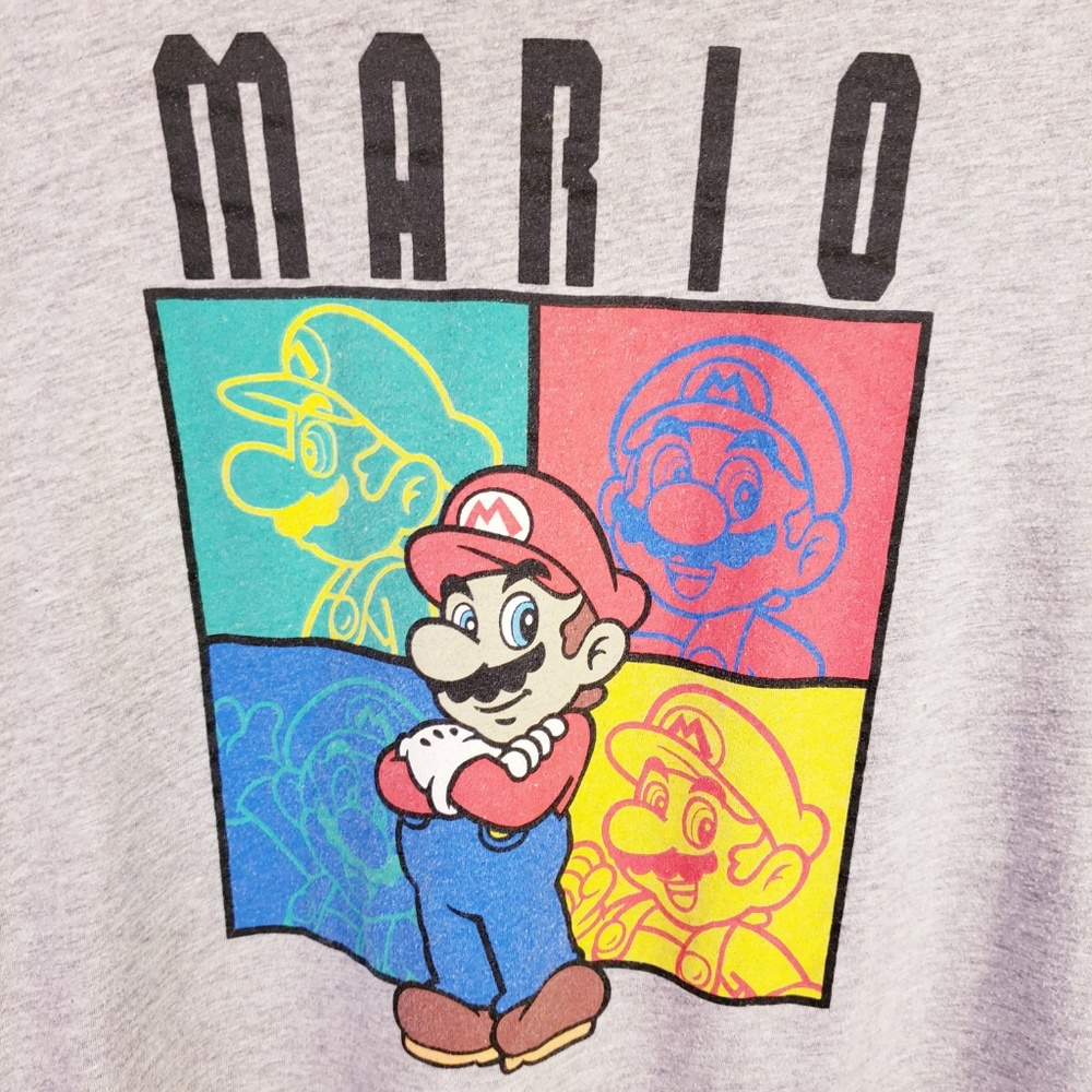 Super Mario Graphic T-Shirt Gray Officially Licensed Nintendo Pop Art - Picture 5 of 6